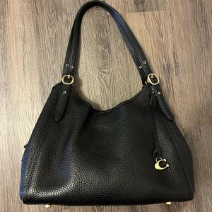Coach Lori Shoulder Bag in Black Pebbled Leather and Brass Hardware